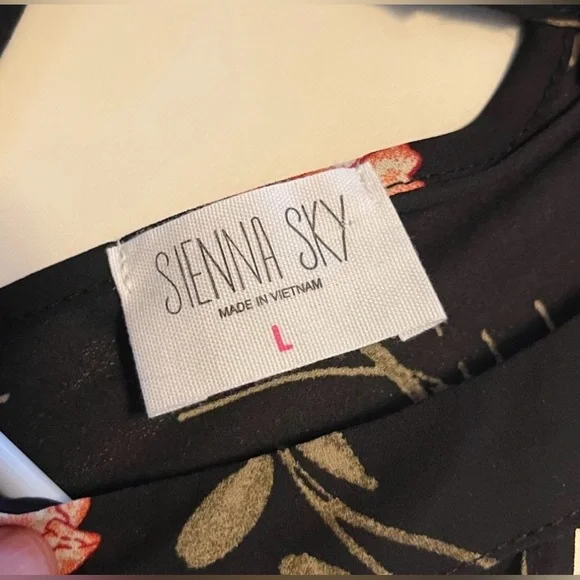 Sienna Sky Black and Red Orange Floral Blouse - Picture 5 of 7